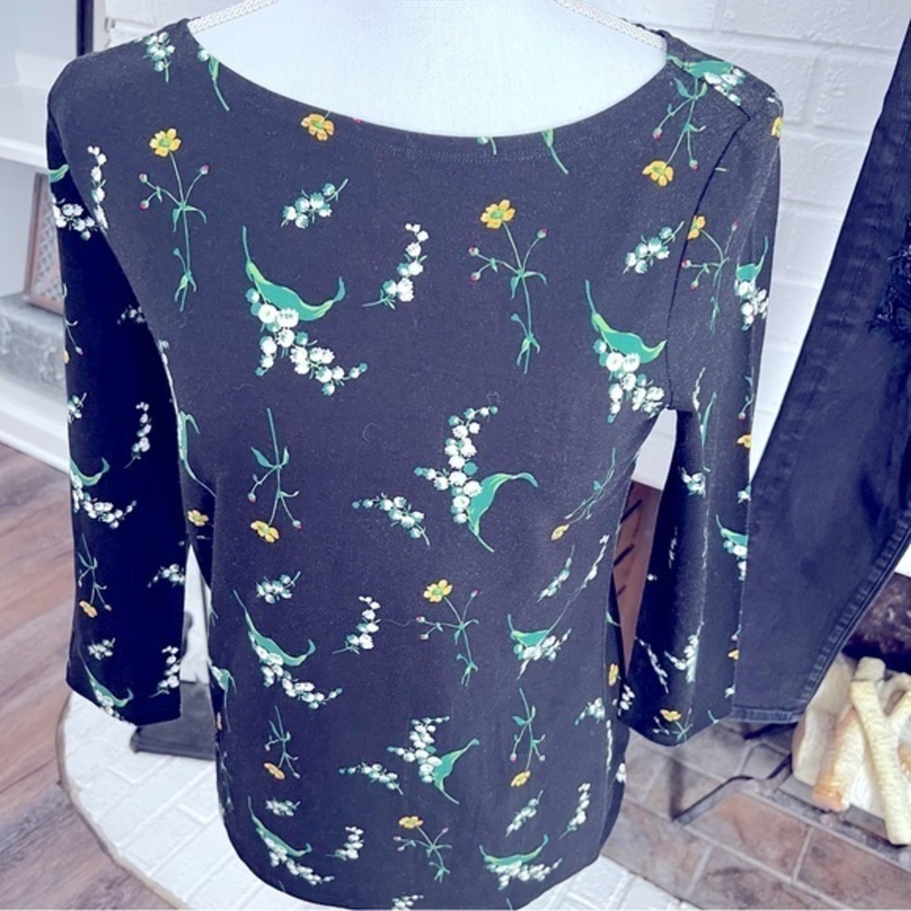 Ann Taylor Factory Lily of The Valley Print PulloverTop 3/4 Sleeves NWT XS